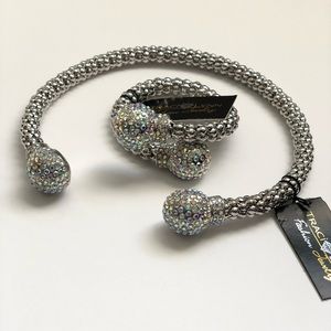 Traci Lynn Diva Silver Choker Bracelet Set